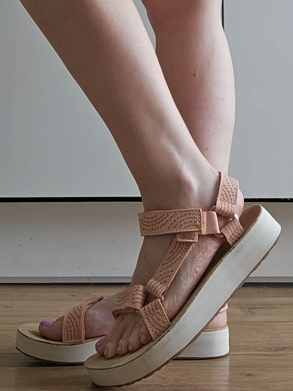 Teva Womens Midform Universal Geometric Tan Leather Summer Sandals Size 6 - Picture 2 of 8